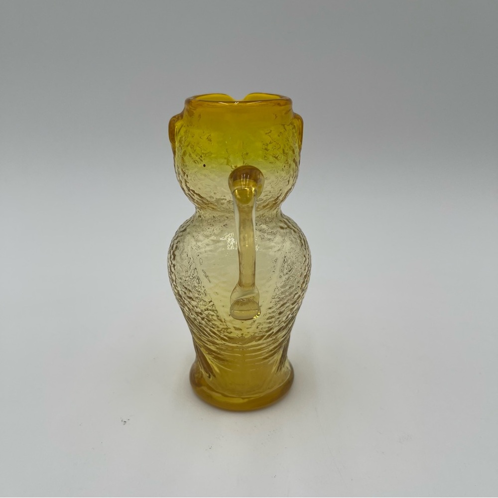 Kanawha Glass Owl Pitcher Creamer Yellow Gold Amber Vintage Mid Century - Picture 3 of 8